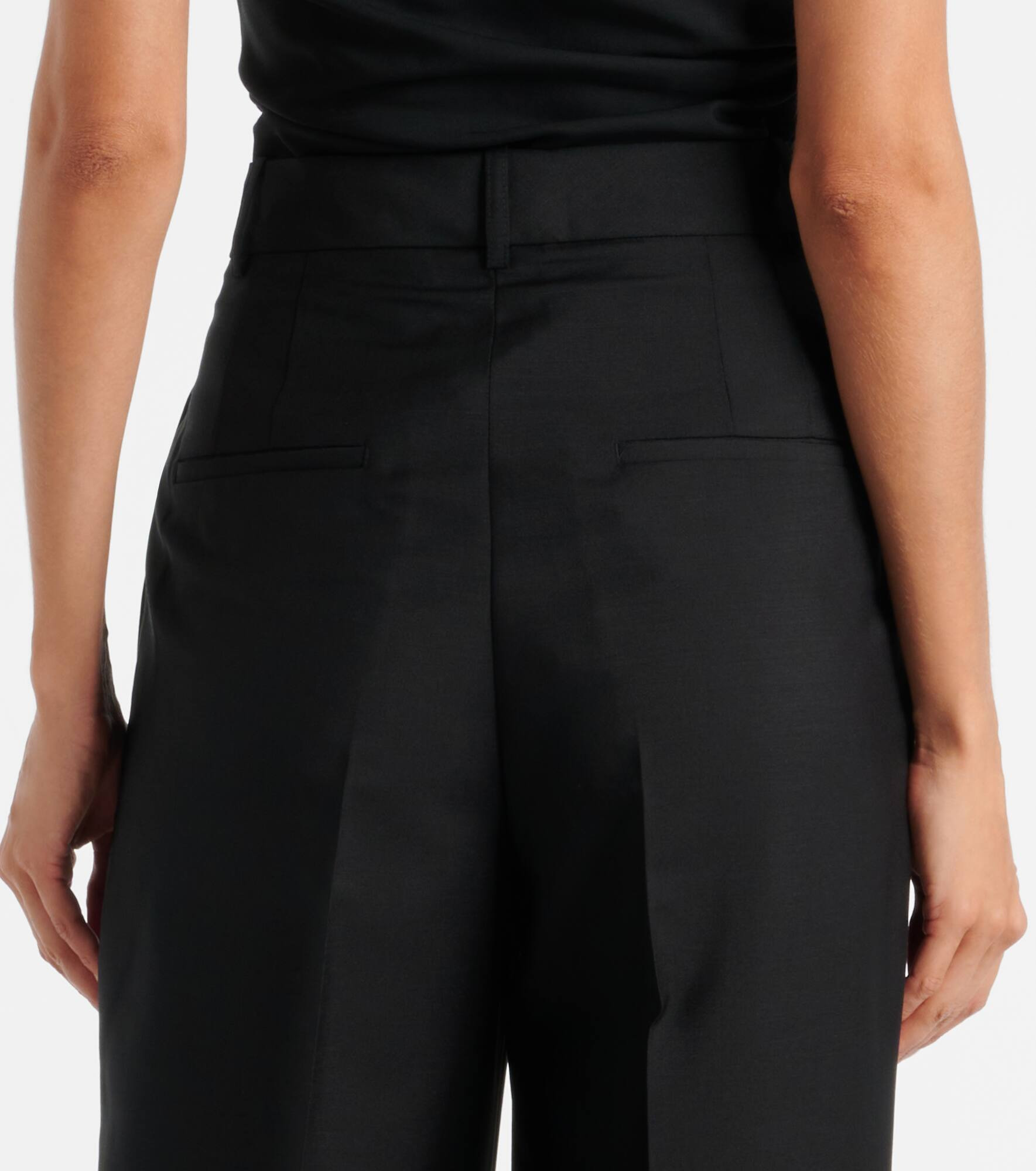 Pleated wool and mohair wide-leg pants - 6