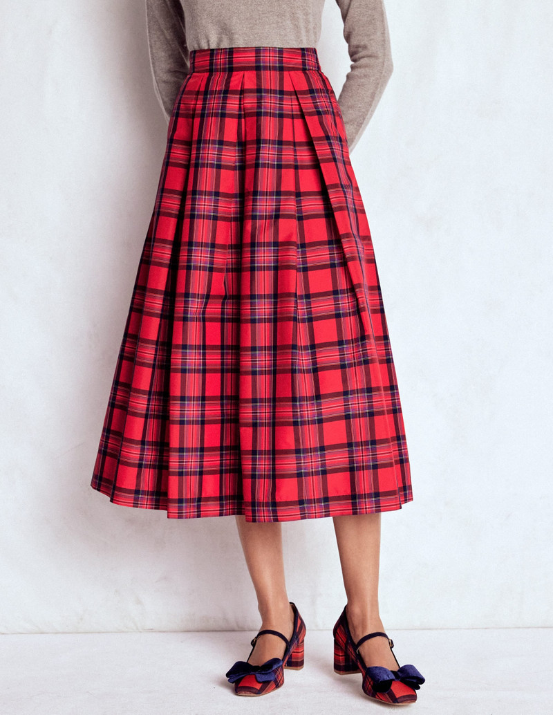 Verity Tartan Midi Skirt-Red, Navy & Purple Brand Check 4