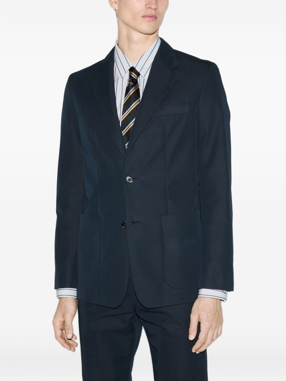 embossed-logo single-breasted blazer - 3