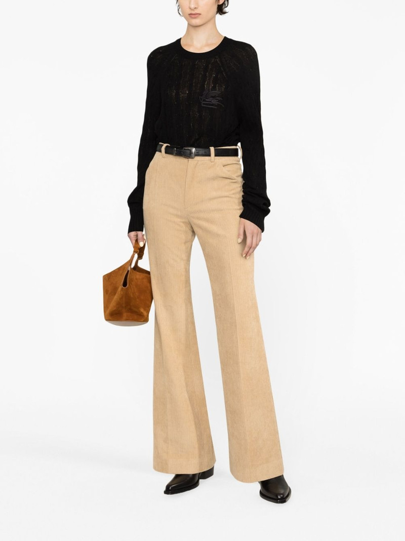 Etro logo-embroidered cable-knit jumper outlook
