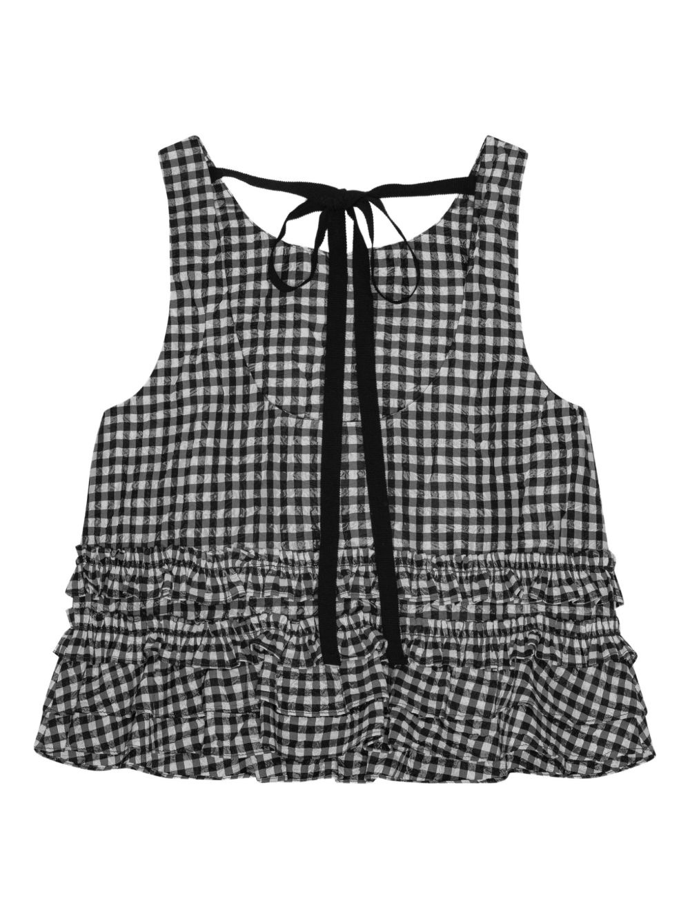 check-print ruffled top - 6