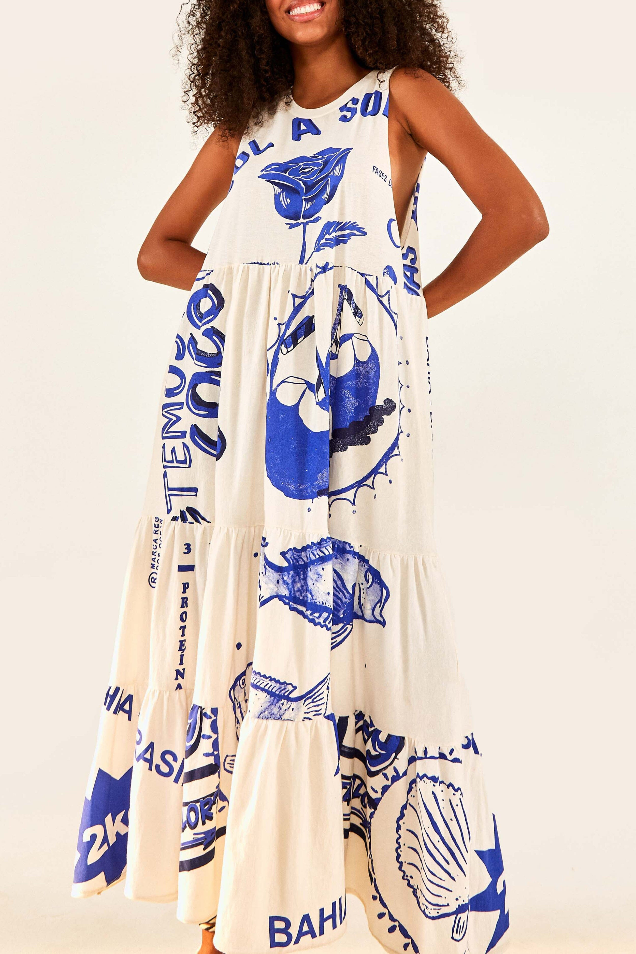 White Rainha Das Aguas T Shirt Dress - 1