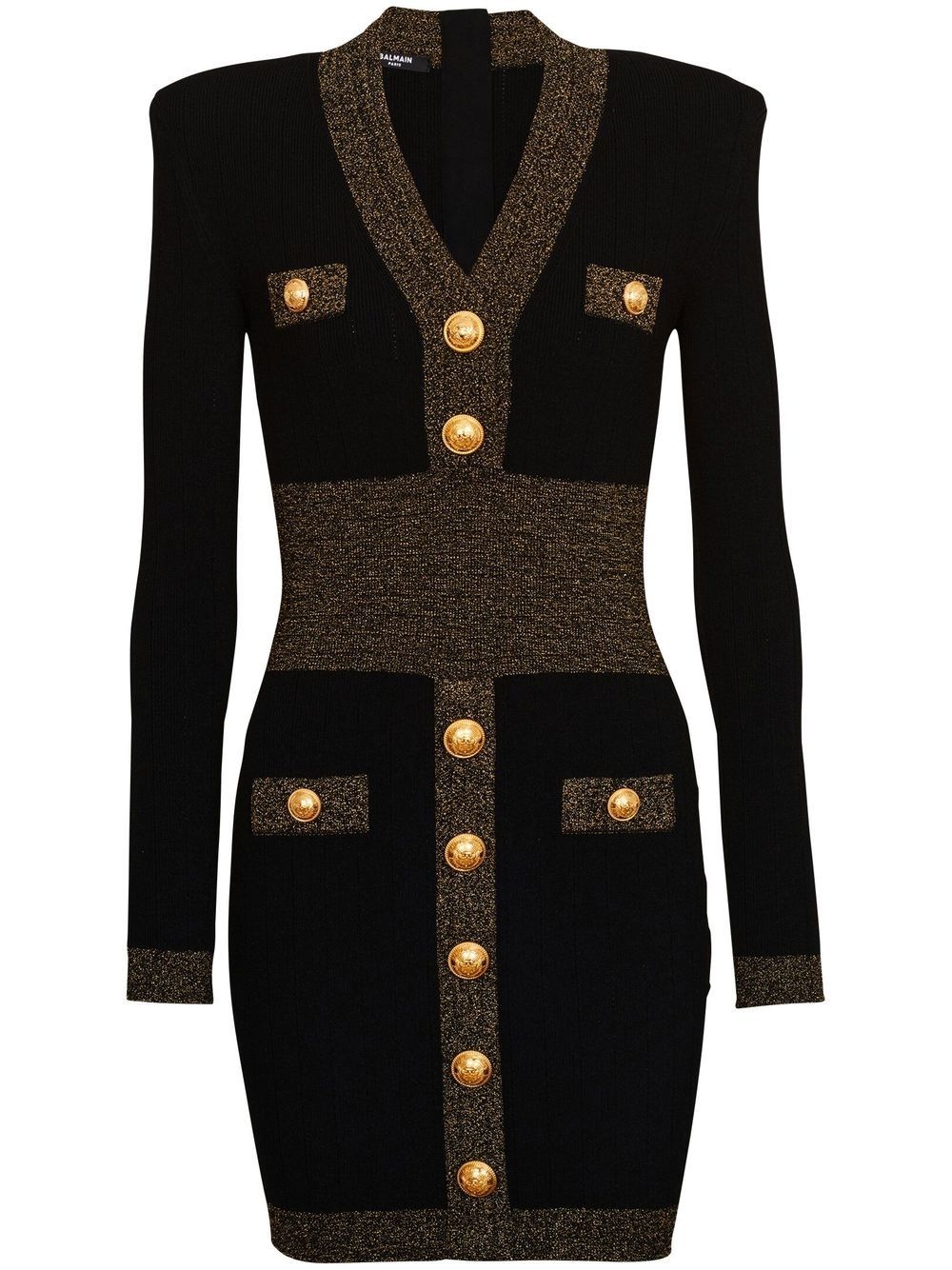 fitted embossed-button mini dress - 1