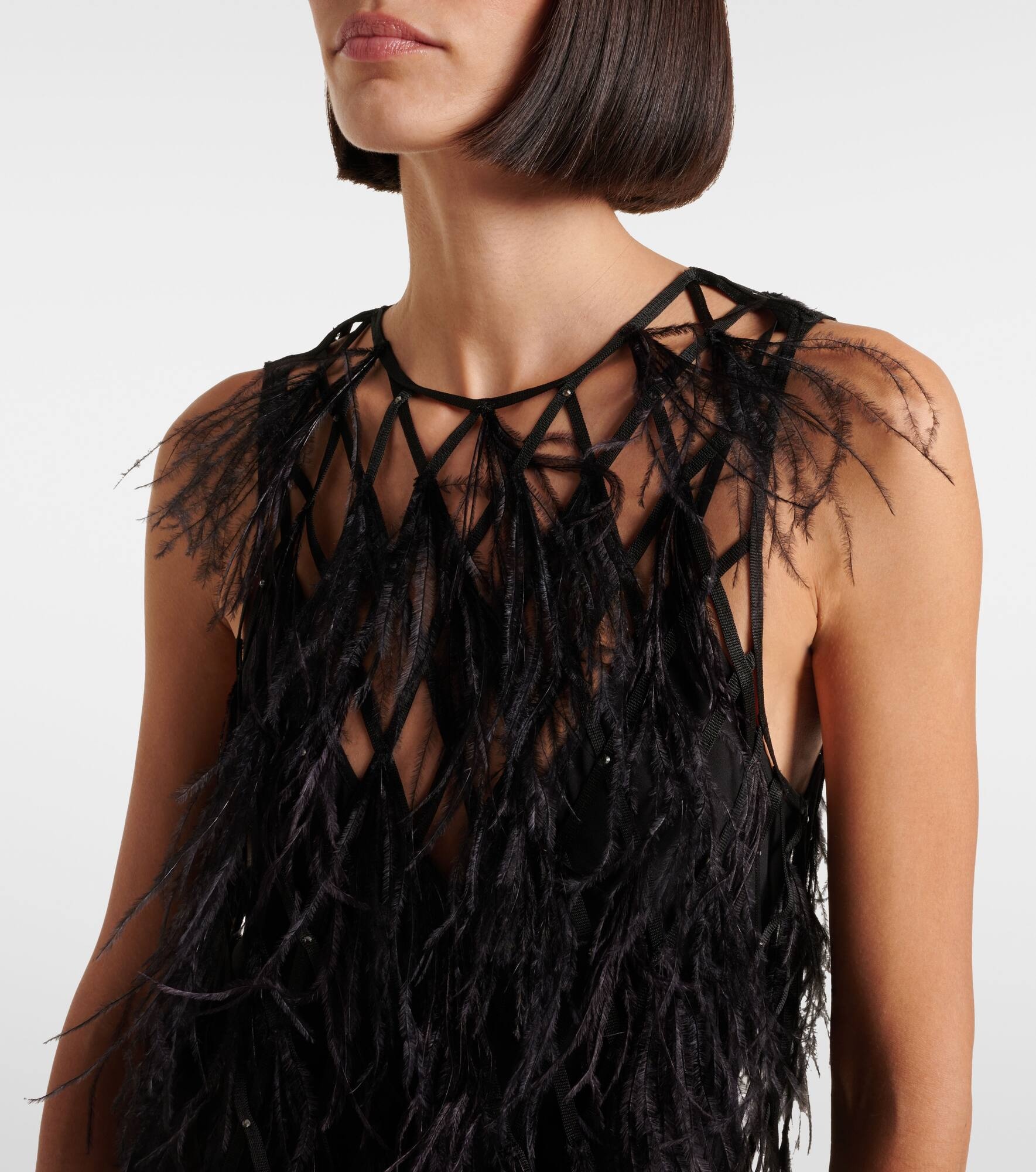 Feather-trimmed minidress - 4