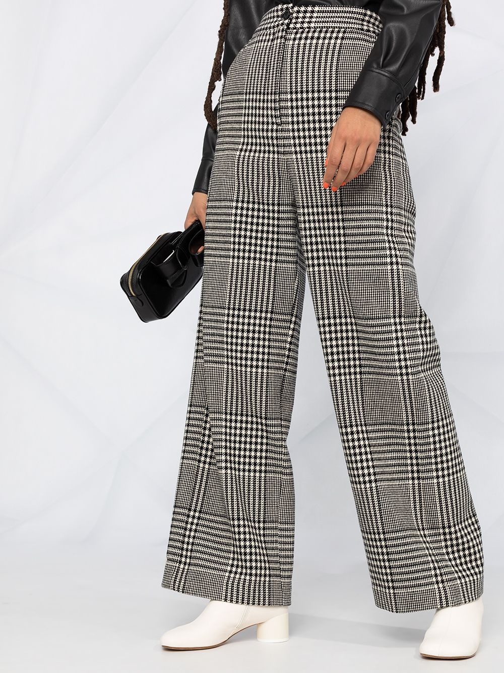 Houndstooth-pattern wide-leg trousers - 3