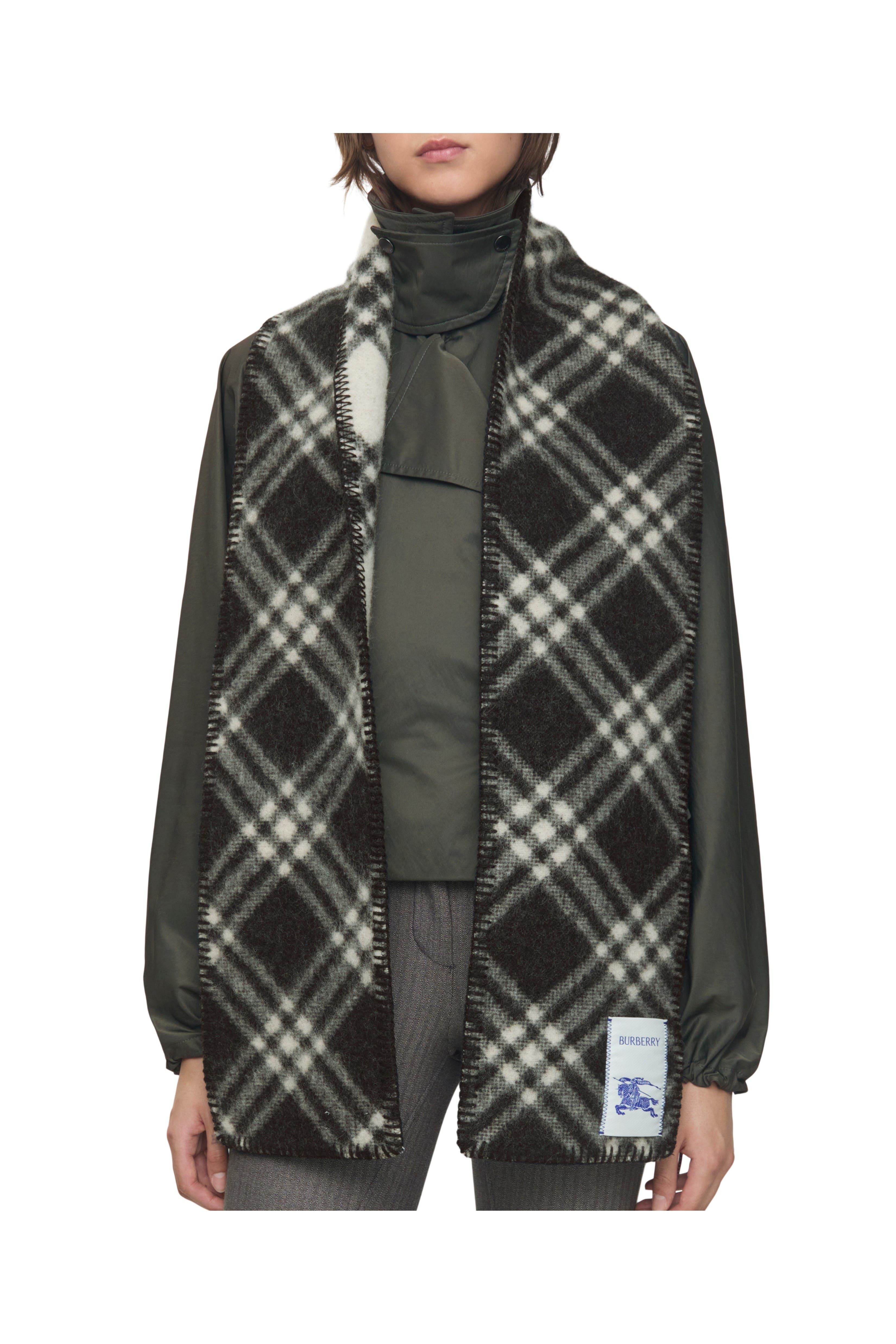 burberry Narrow Check Wool Scarf in Black at Nordstrom - 4