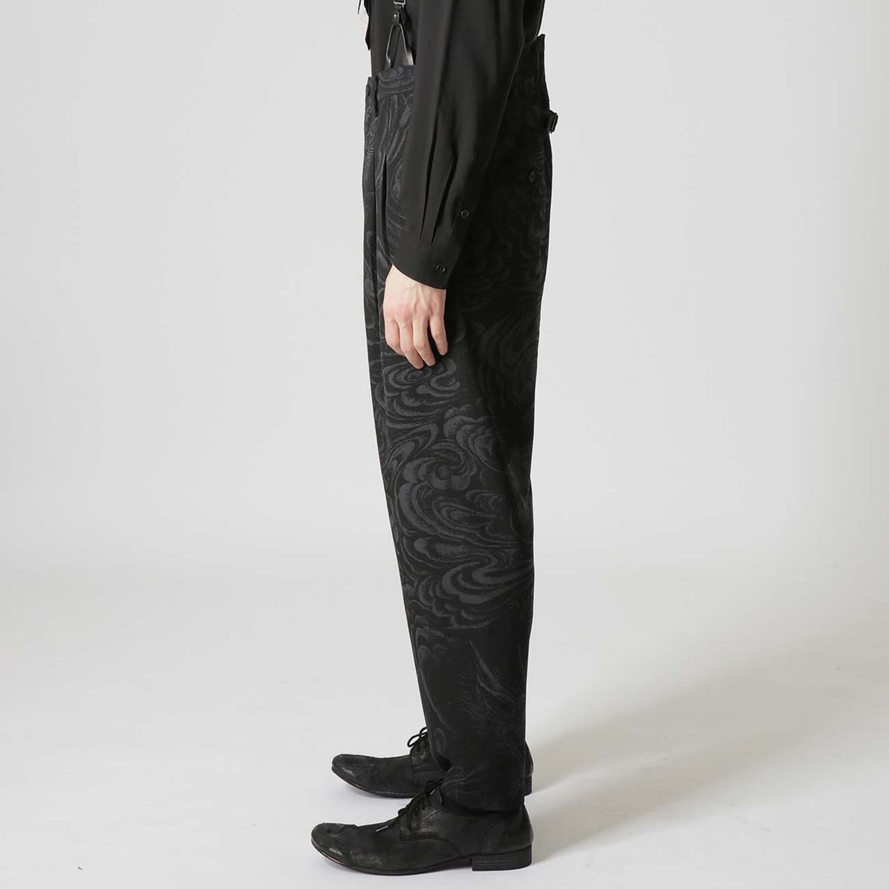 Dragon discharge print pants / BLK - 5