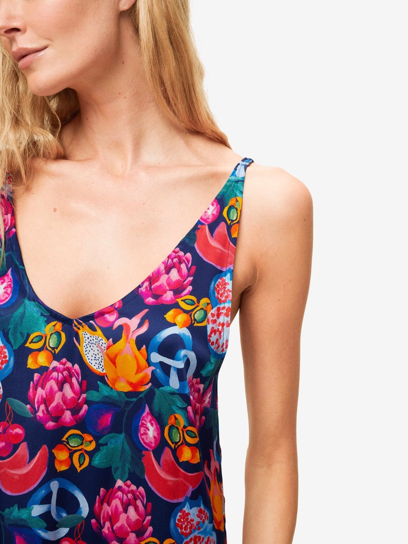 Women's Chemise Brindisi 78 Silk Satin Navy - 7