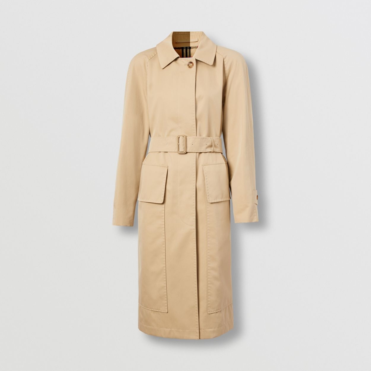 Cotton Gabardine Belted Car Coat - 1