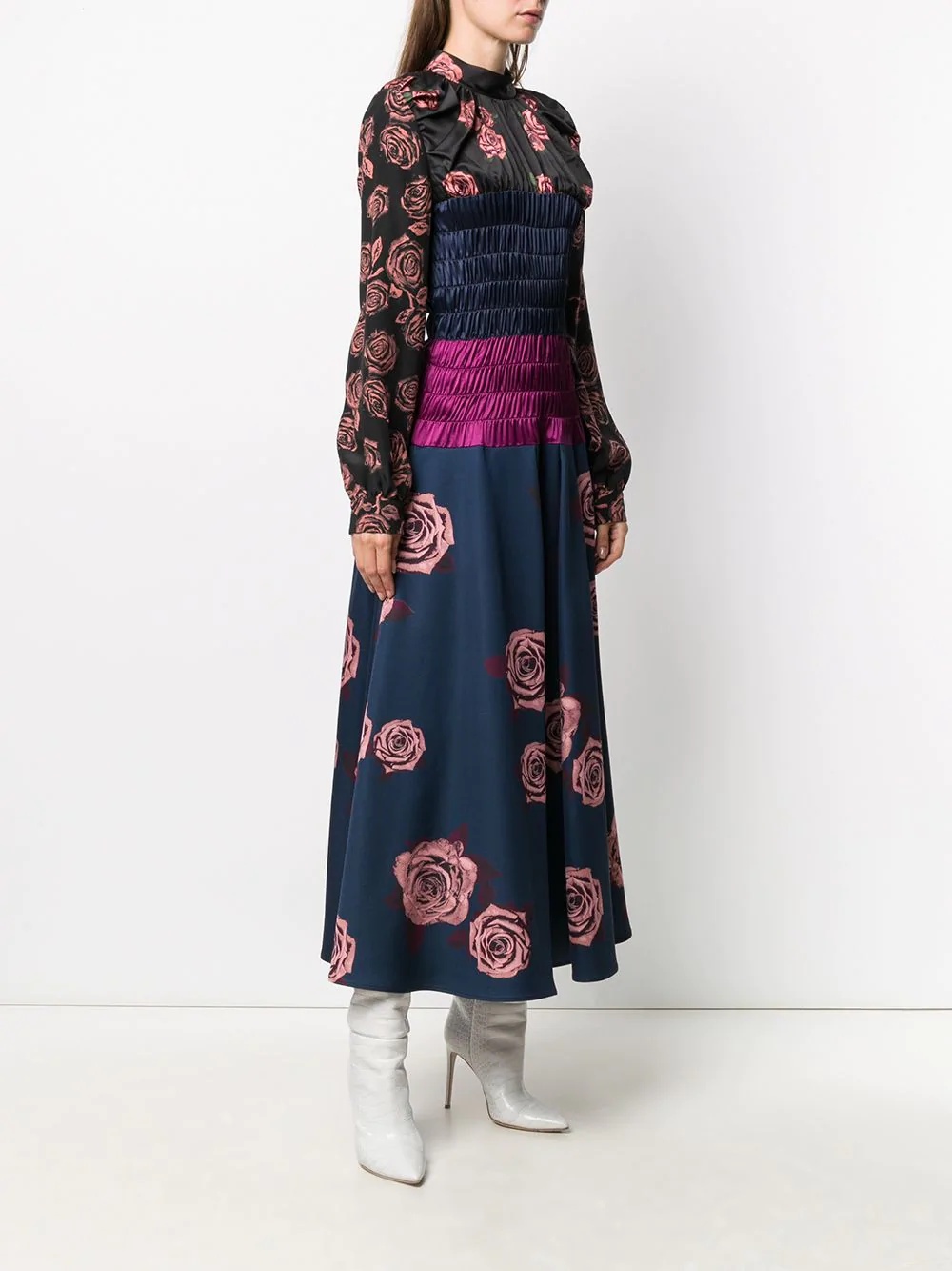 floral shirred midi dress - 3