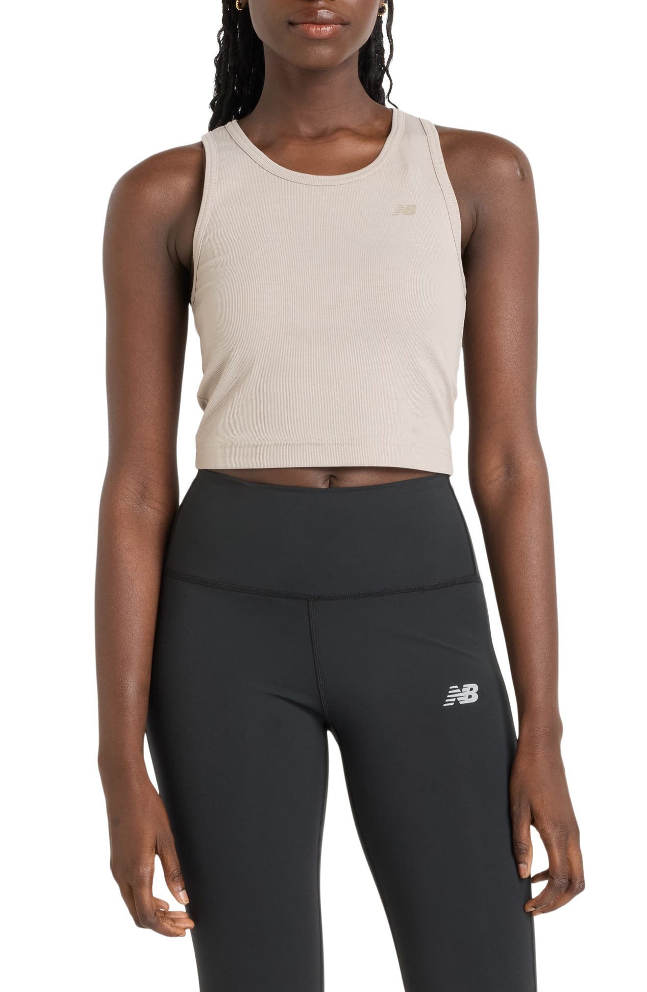 New Balance Performance Rib Crop Tank in Arid Stone at Nordstrom - 1