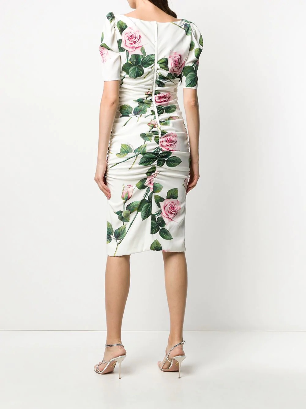 rose print ruched dress - 4