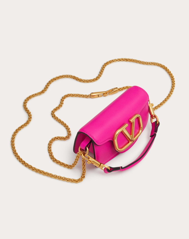 VALENTINO GARAVANI LOCÒ MICRO BAG IN CALFSKIN LEATHER WITH CHAIN 5