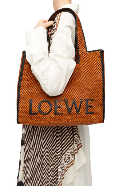 Loewe Large LOEWE Font Tote in raffia outlook