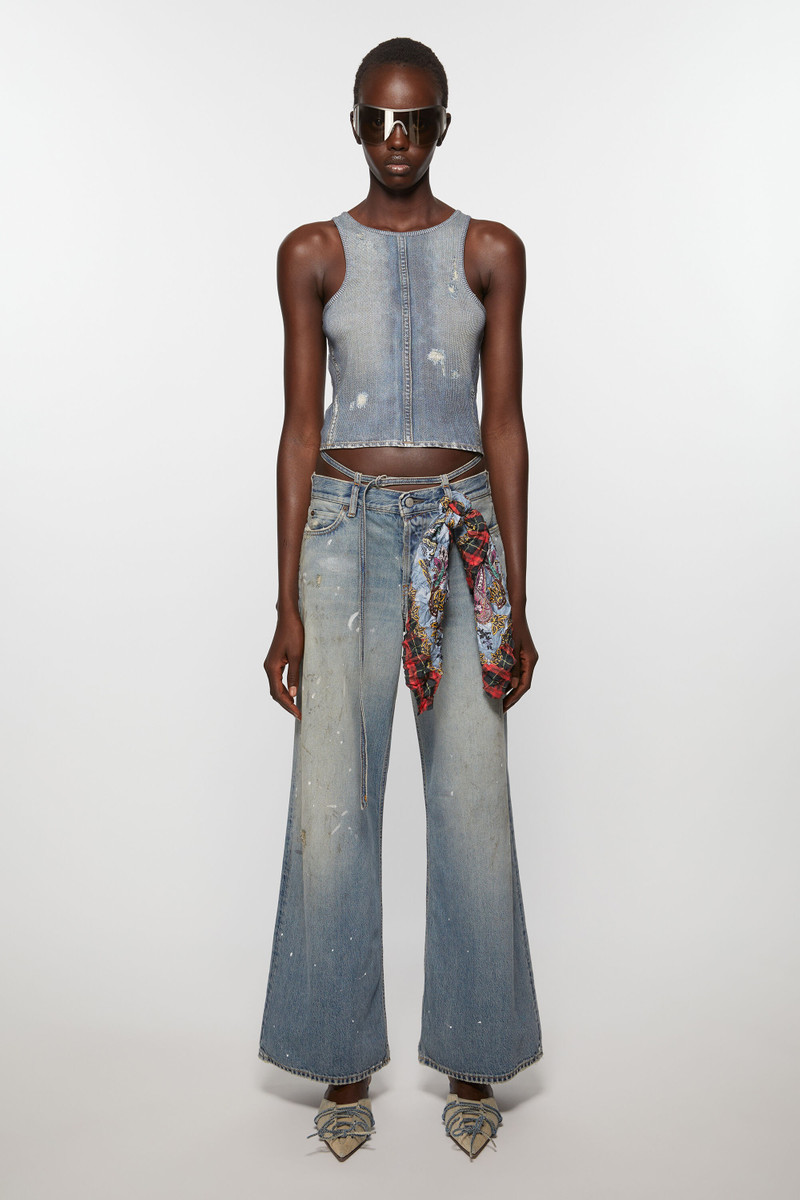 Acne Studios Print silk scarf - Blue/red outlook