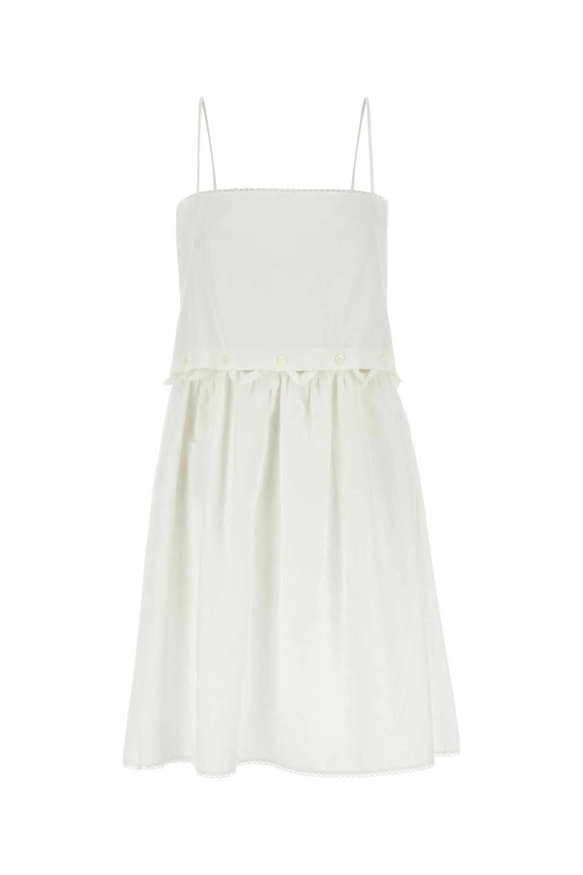 Miu Miu Women White Poplin Mini Dress - 1