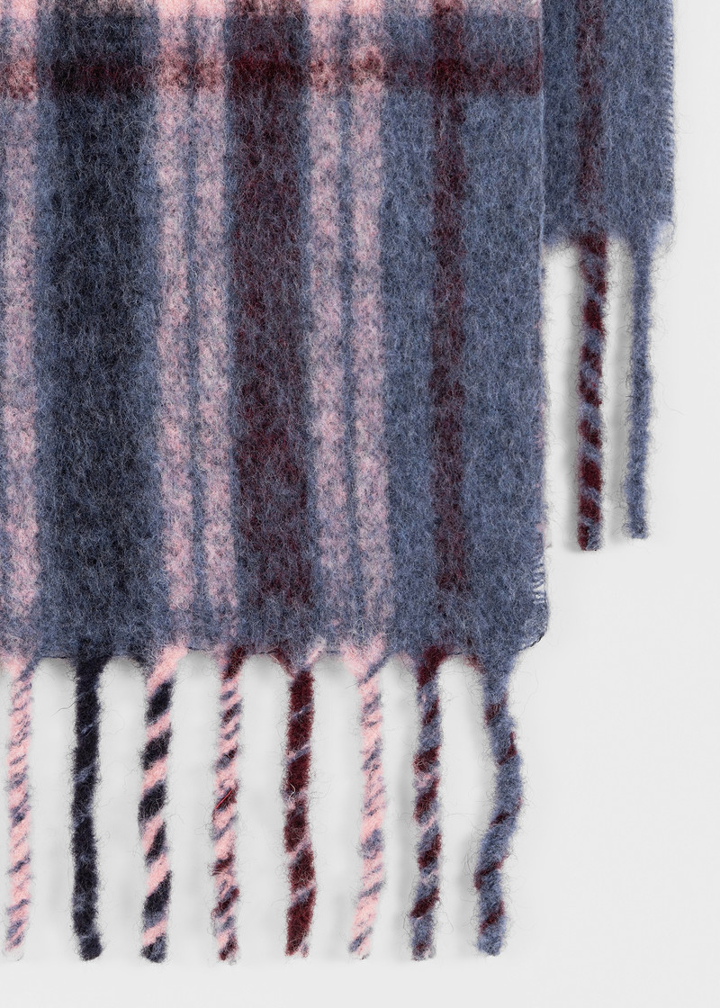 Paul Smith Women's Blue And Pink Check Wool-Blend Scarf outlook