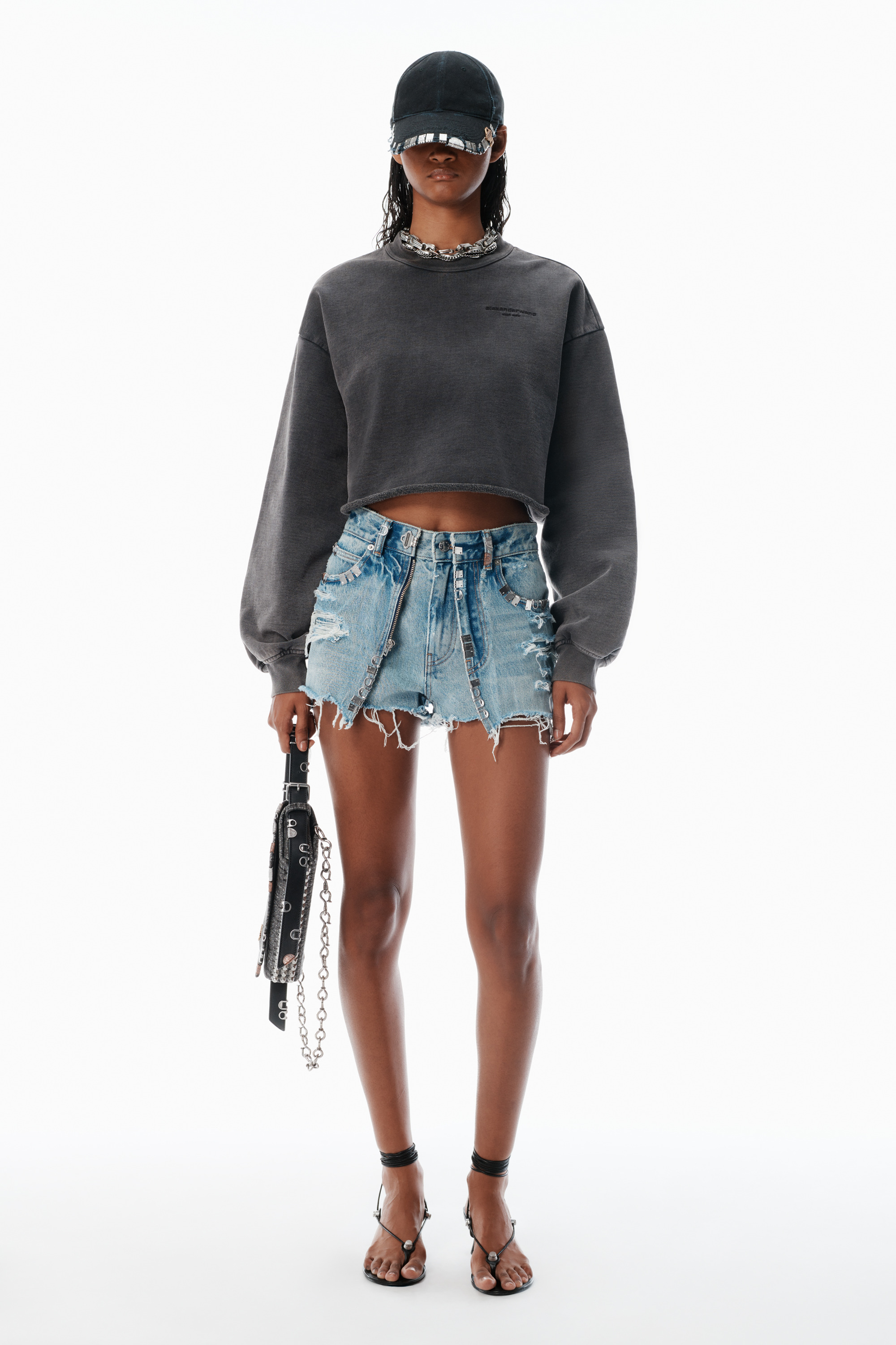 Black Cropped Sweatshirt with Logo - 5