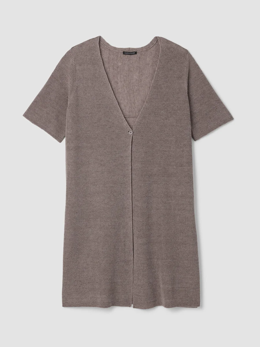 Organic Linen Délavé V-Neck Long Cardigan - 1
