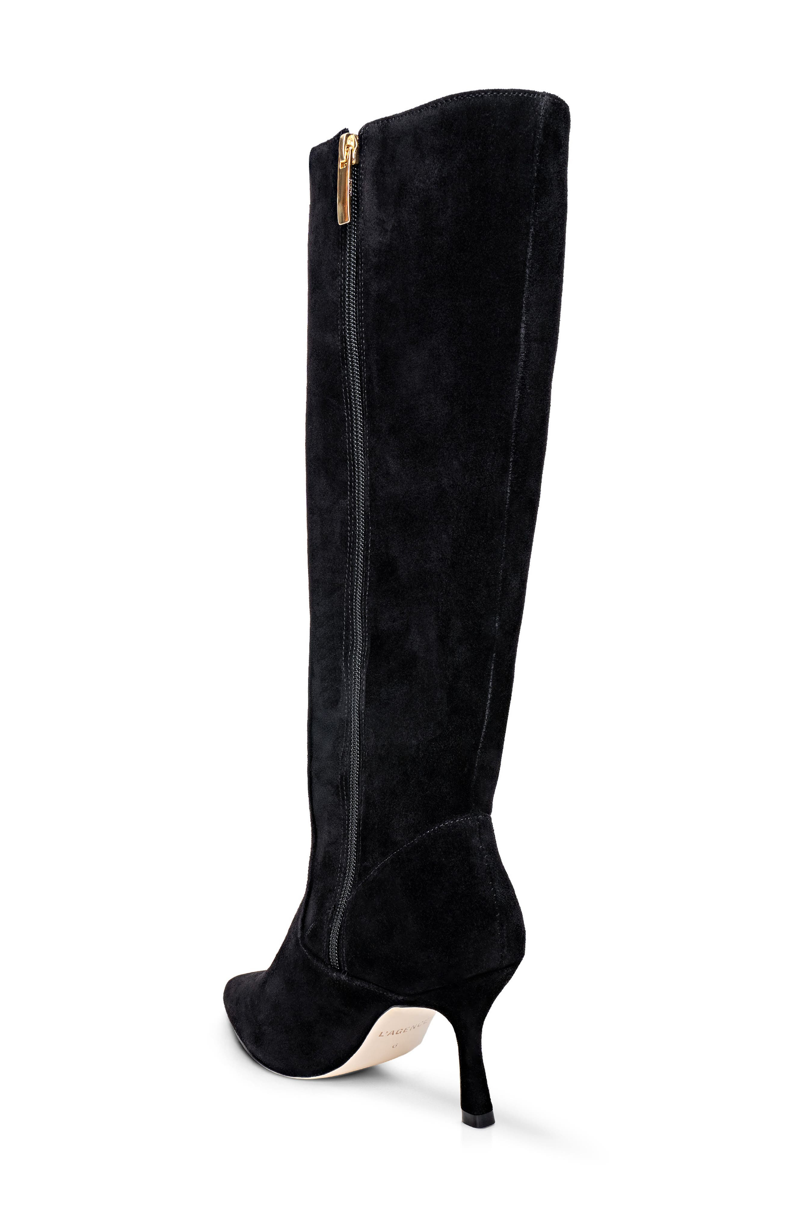 L'AGENCE Marya Knee High Boot in Black Suede at Nordstrom - 2