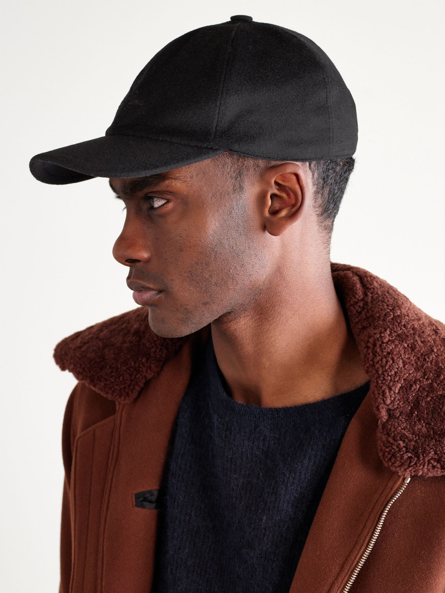 Logo-Embroidered Storm System Cashmere Baseball Cap Black - 2