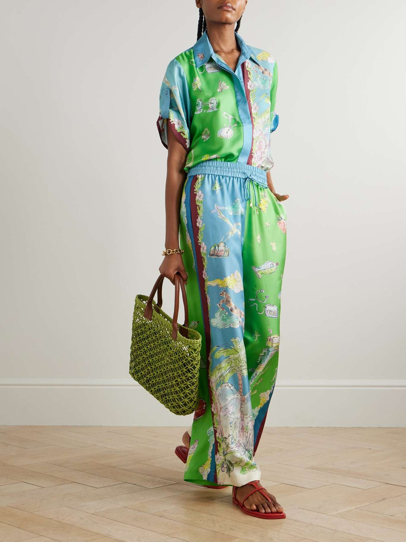 ALÉMAIS + Anouk Colantoni Daria printed silk-twill shirt Green outlook