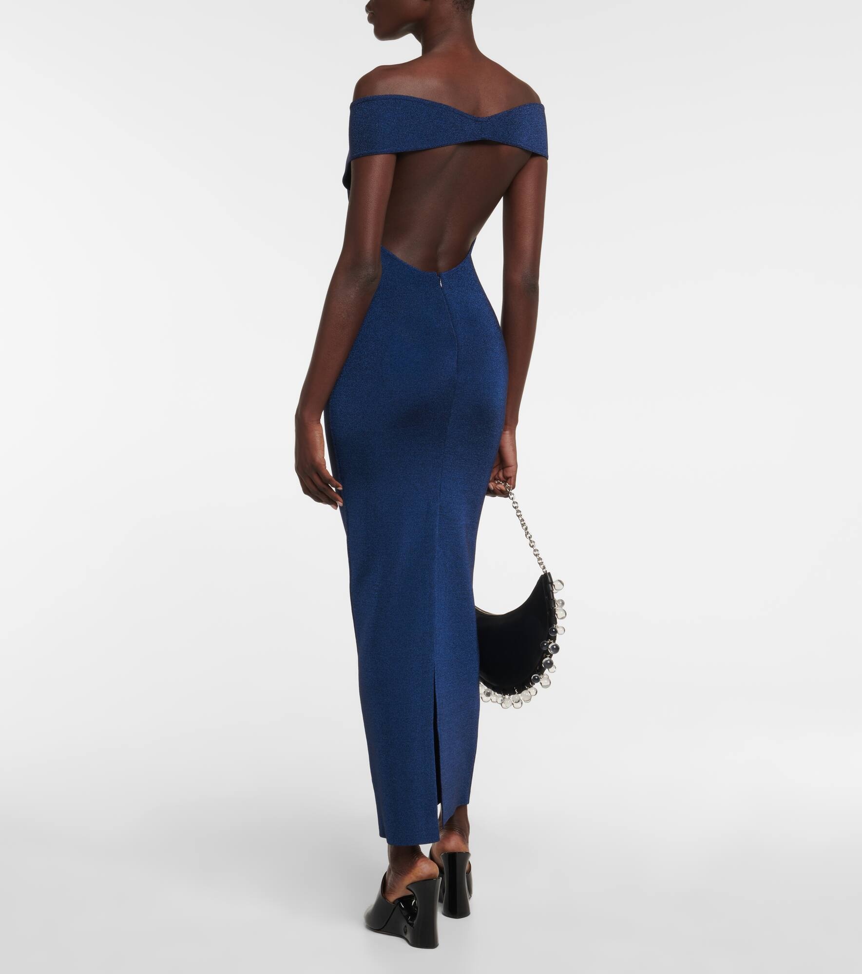Off-shoulder wool-blend Lurex® gown - 3