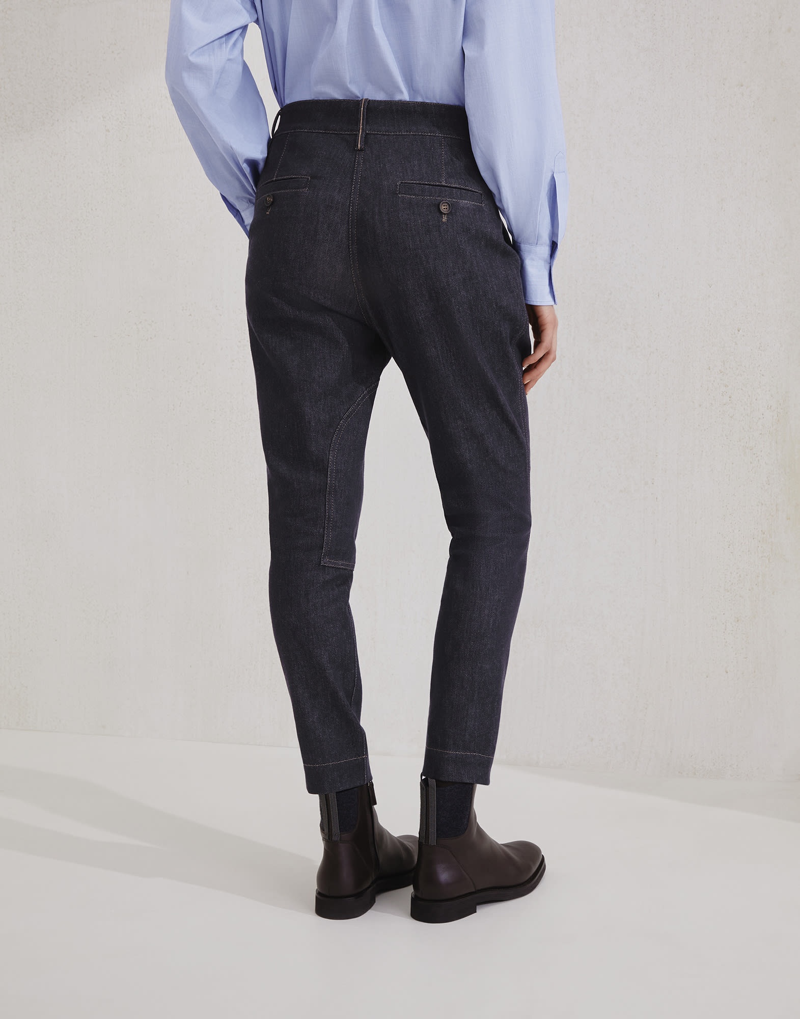 Comfort no-fade denim equestrian trousers with monili - 2