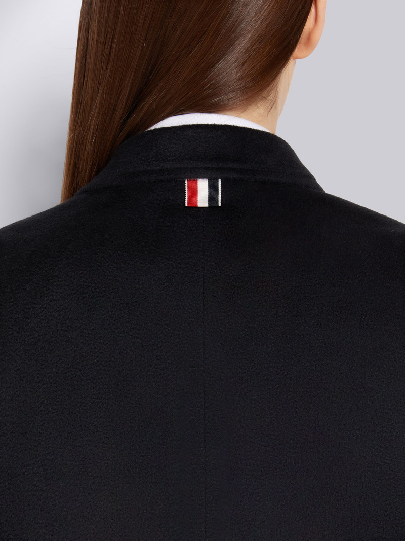 Navy Zibeline Finish Coat Weight Cashmere Oversized Chesterfield Coat 5