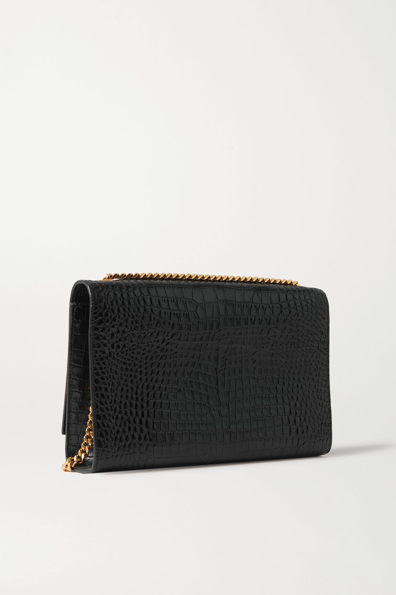 Kate croc-effect glossed-leather shoulder bag - 3