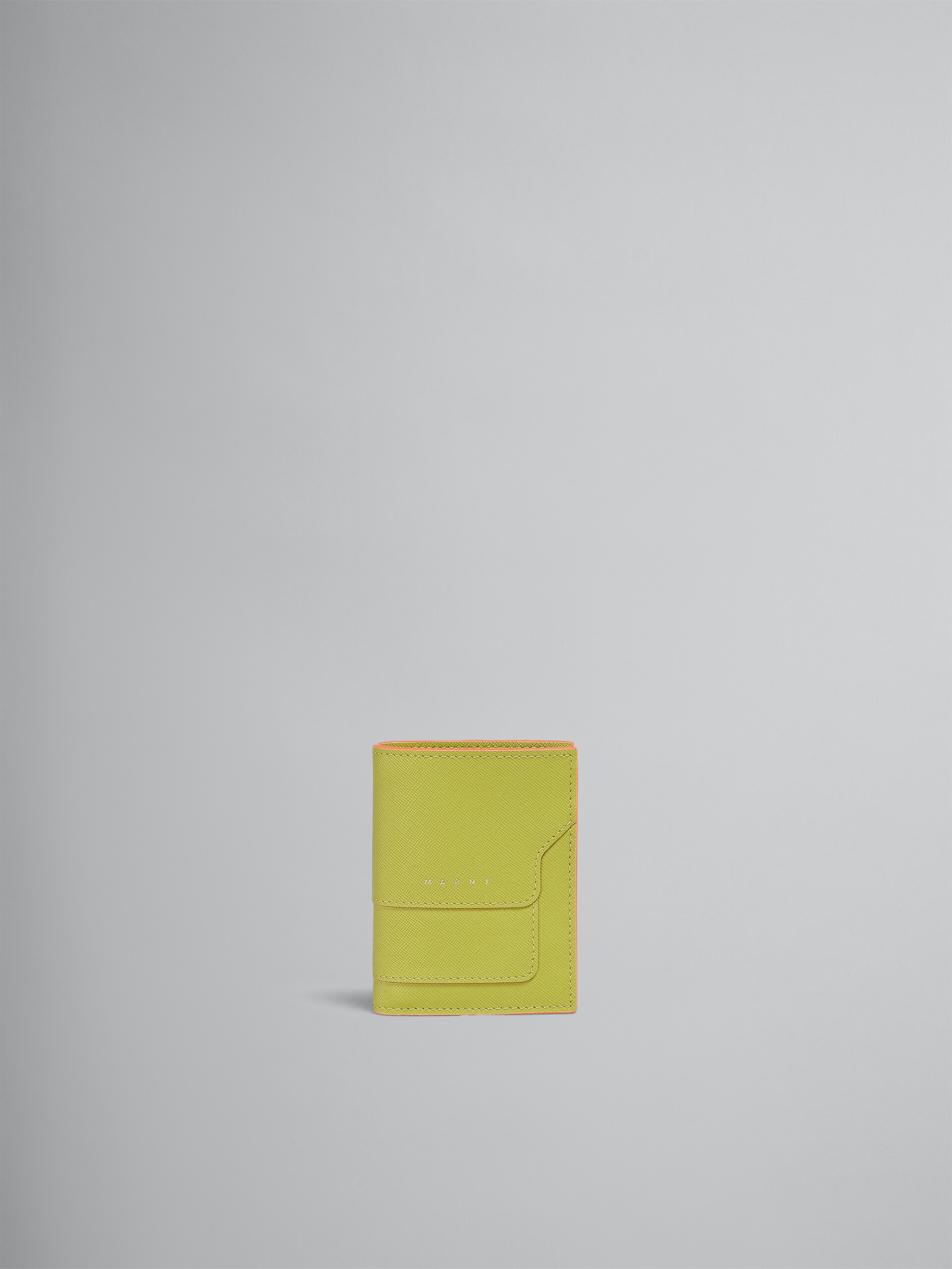 GREEN SAFFIANO LEATHER BI-FOLD  WALLET - 1
