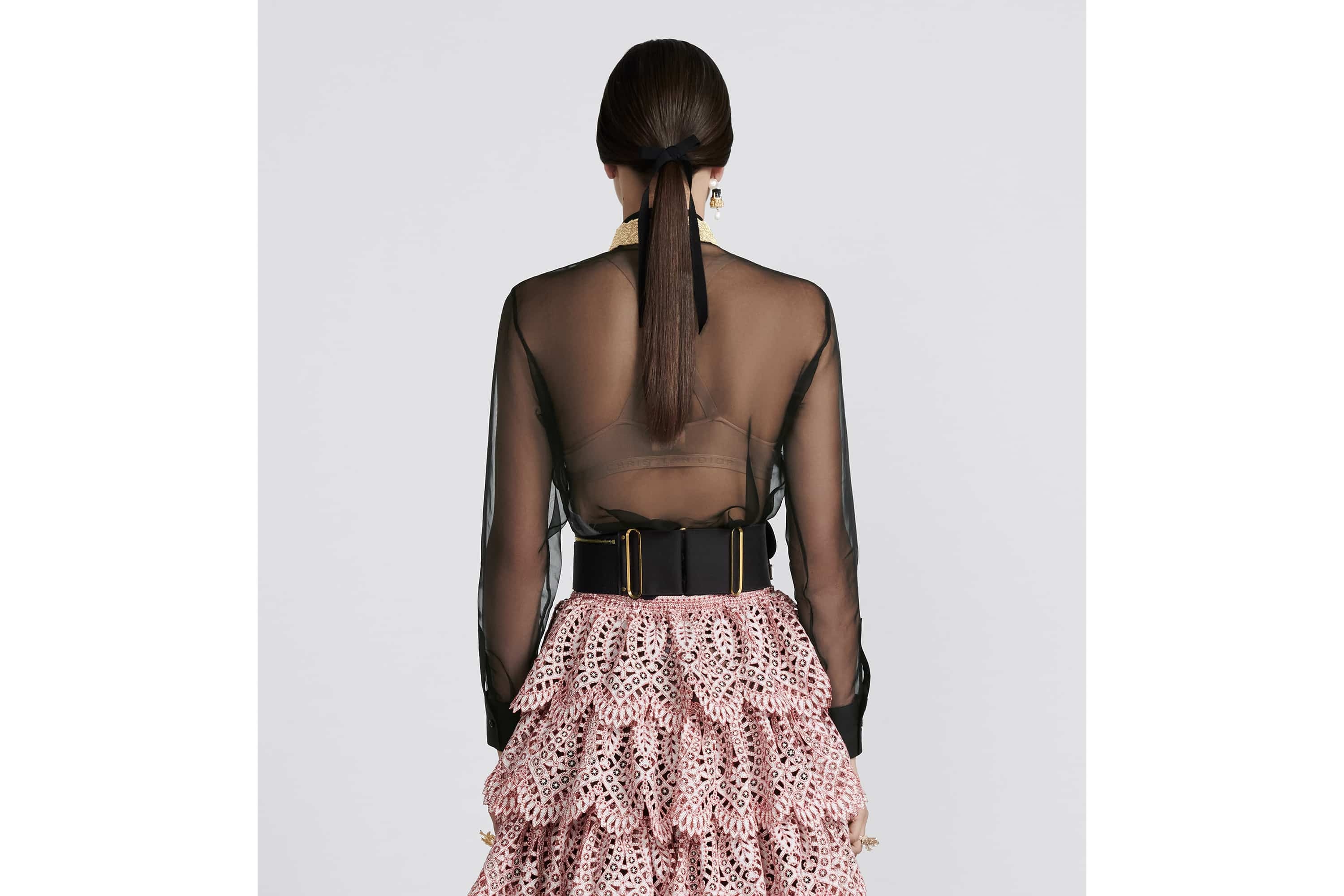 Sheer Blouse with Plastron - 6