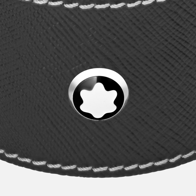 Round desk tray in black leather (Small) 3