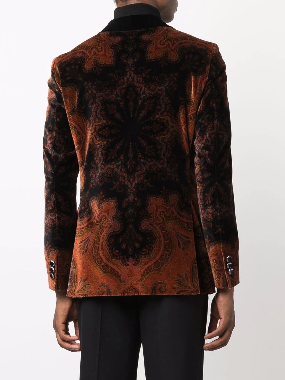 paisley-print velvet blazer - 4