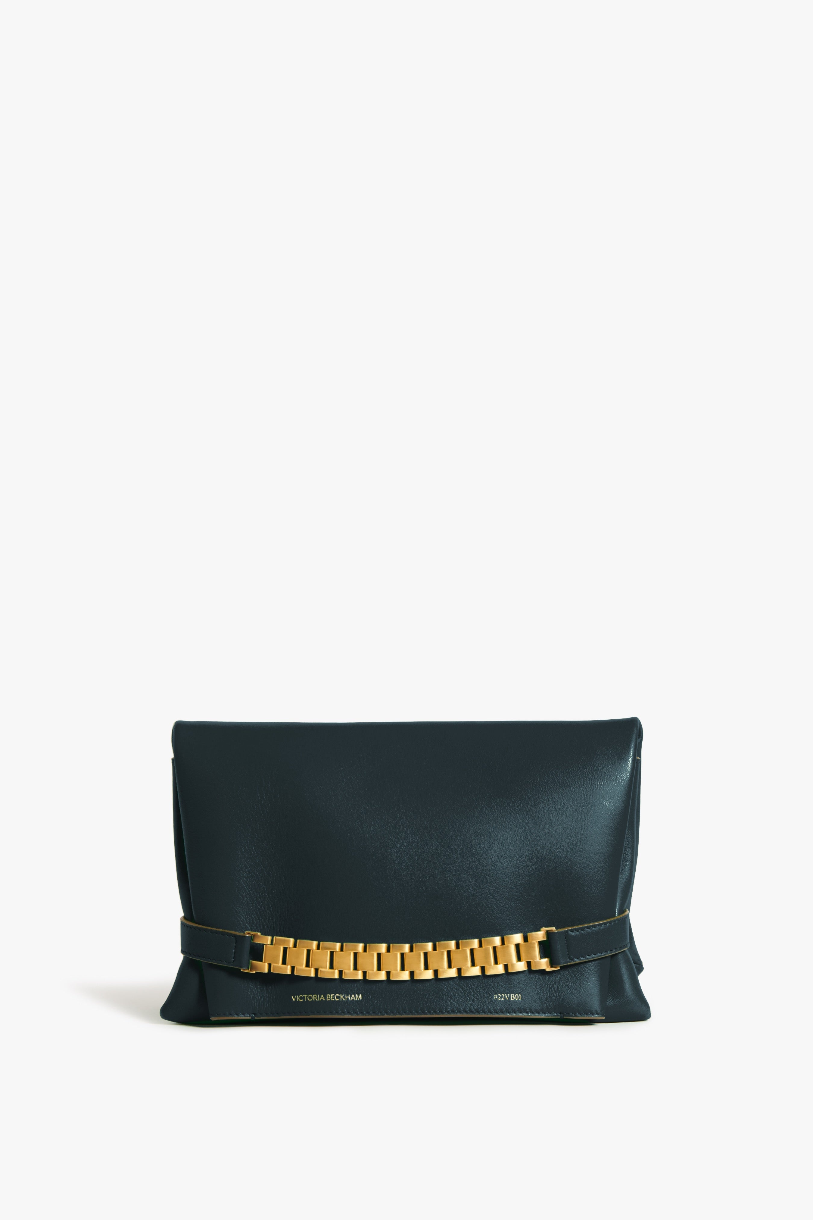 Chain Pouch Bag In Petrol Blue Leather - 1