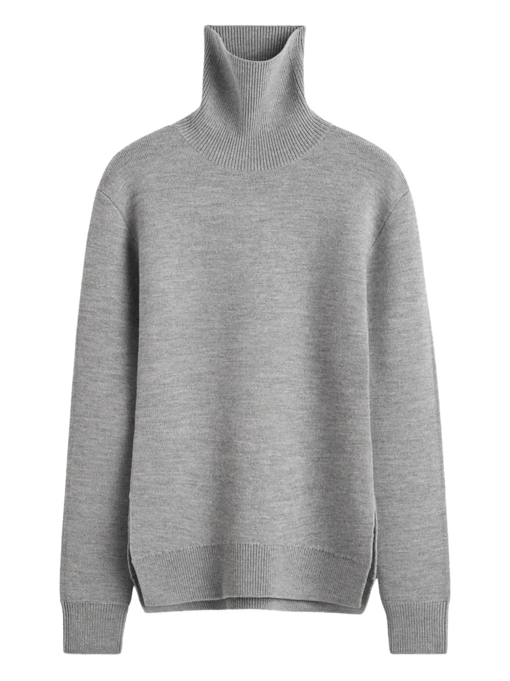 High-neck Double Knit Sweater in Pale Grey Melange - 1