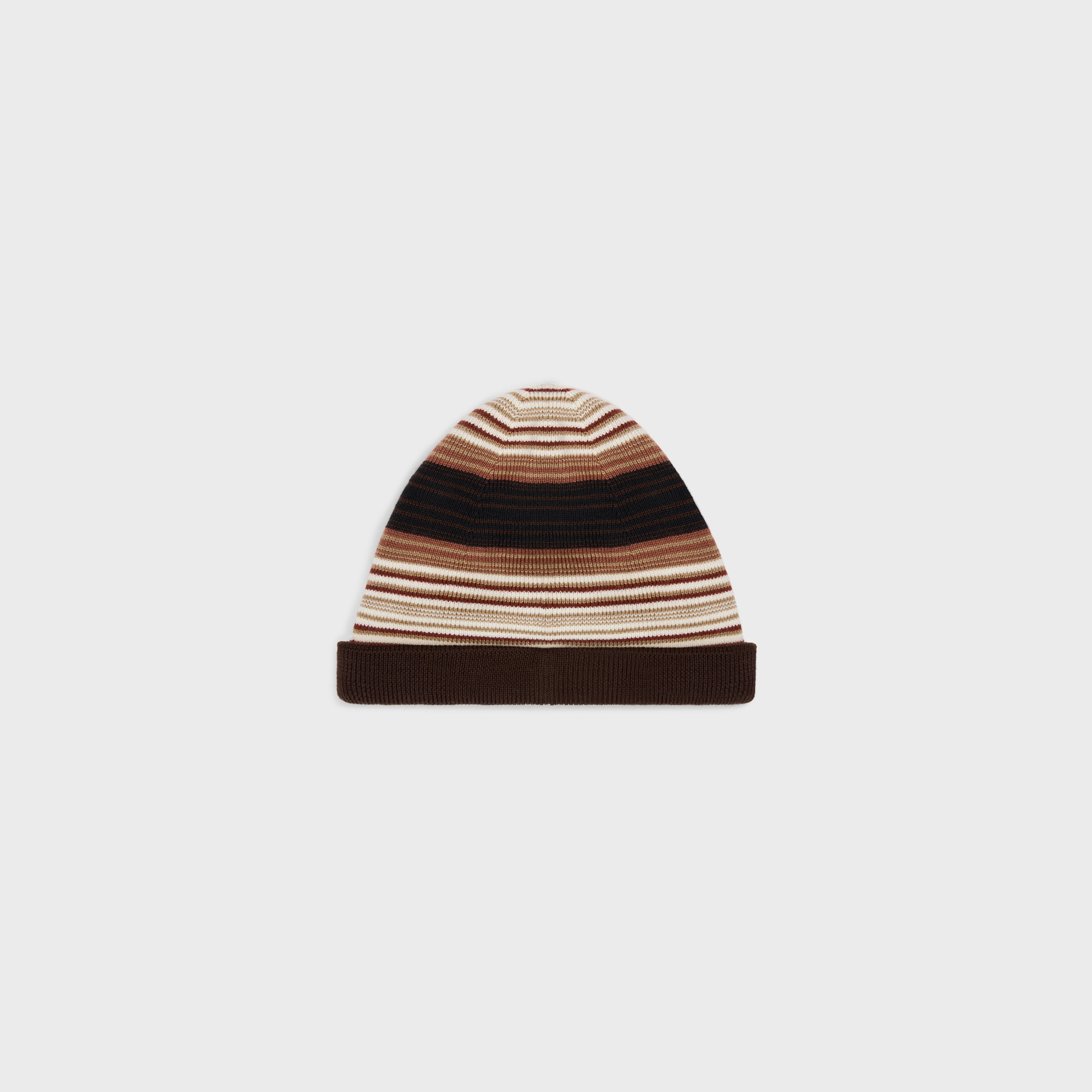 striped triomphe beanie in wool - 2