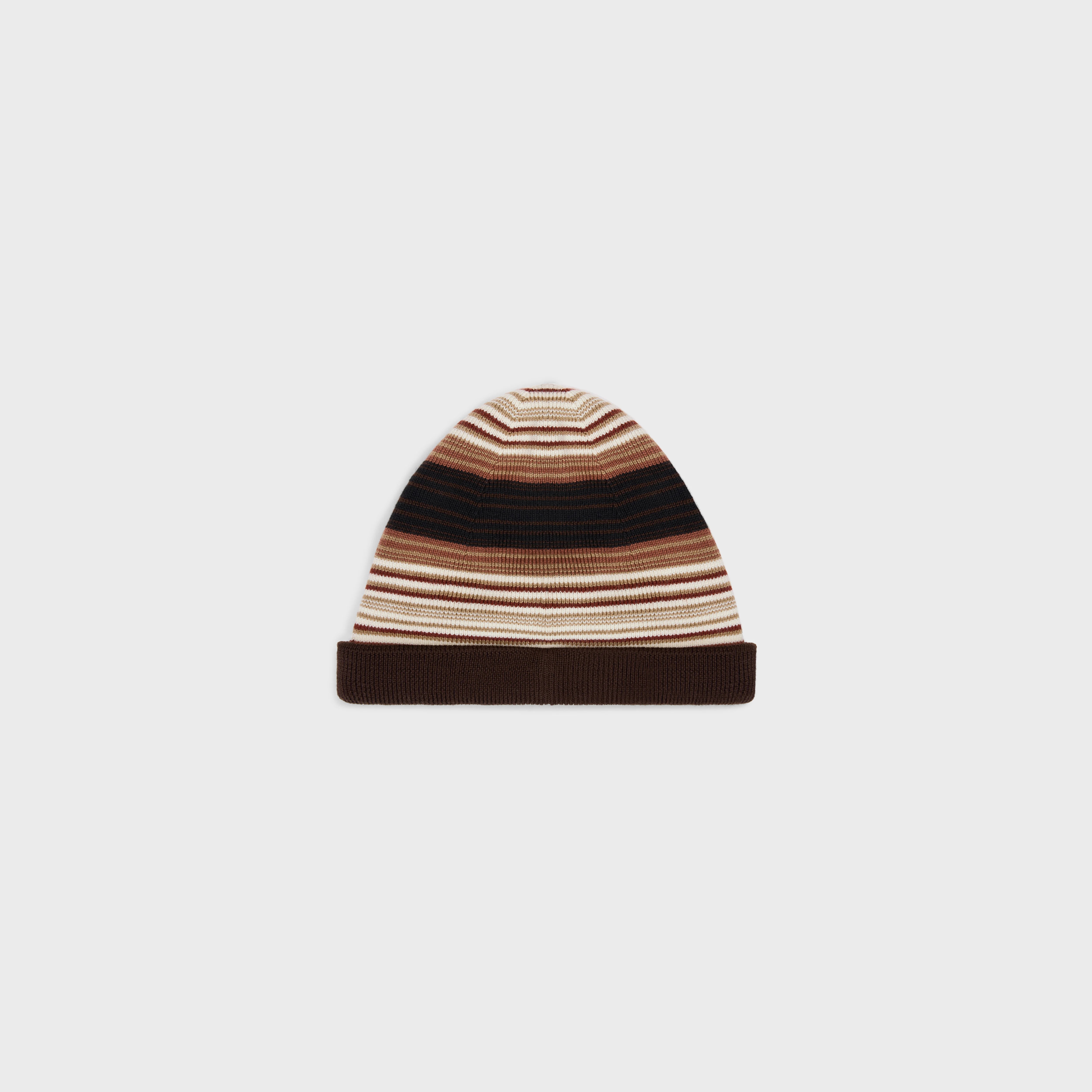 striped triomphe beanie in wool - 2