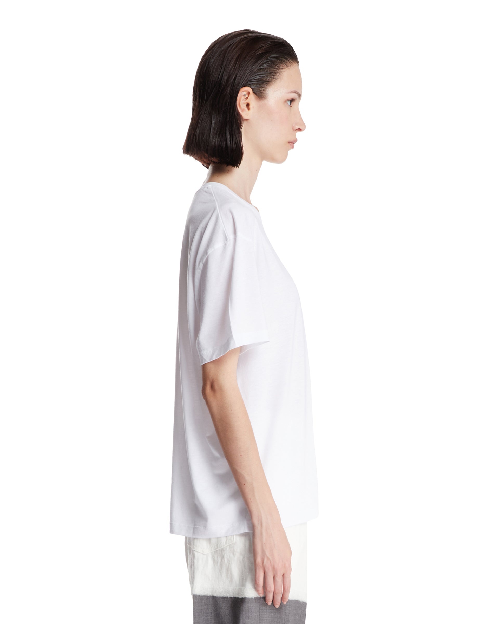 White Cotton Crew Neck T-Shirt - 5