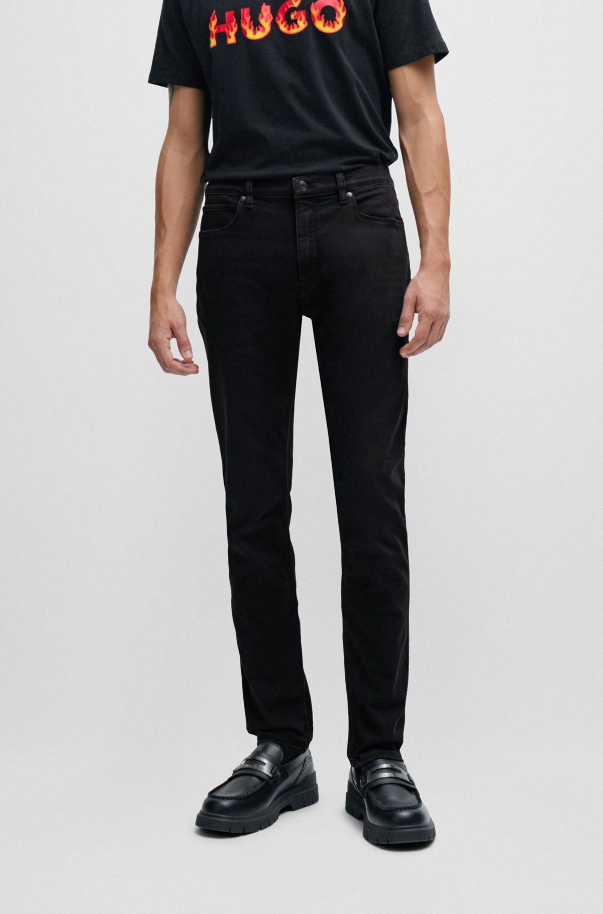 EXTRA-SLIM-FIT JEANS IN BLACK COMFORT-STRETCH DENIM - 2
