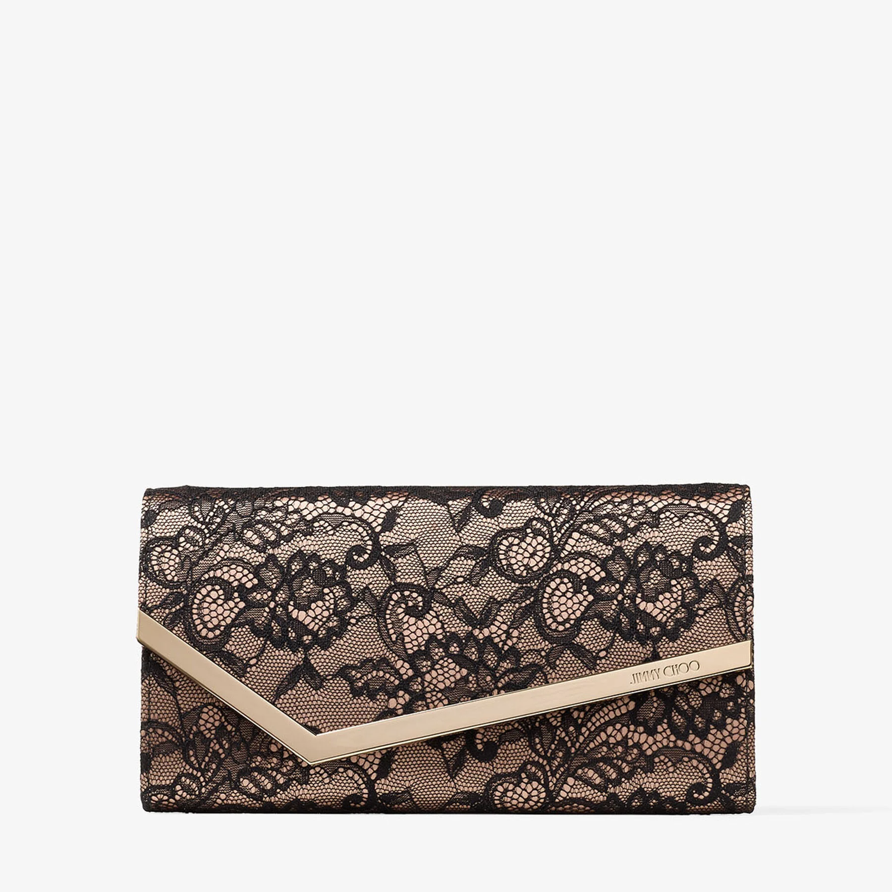 Emmie
Black and Ballet Pink Jimmy Choo Lace Clutch Bag - 1