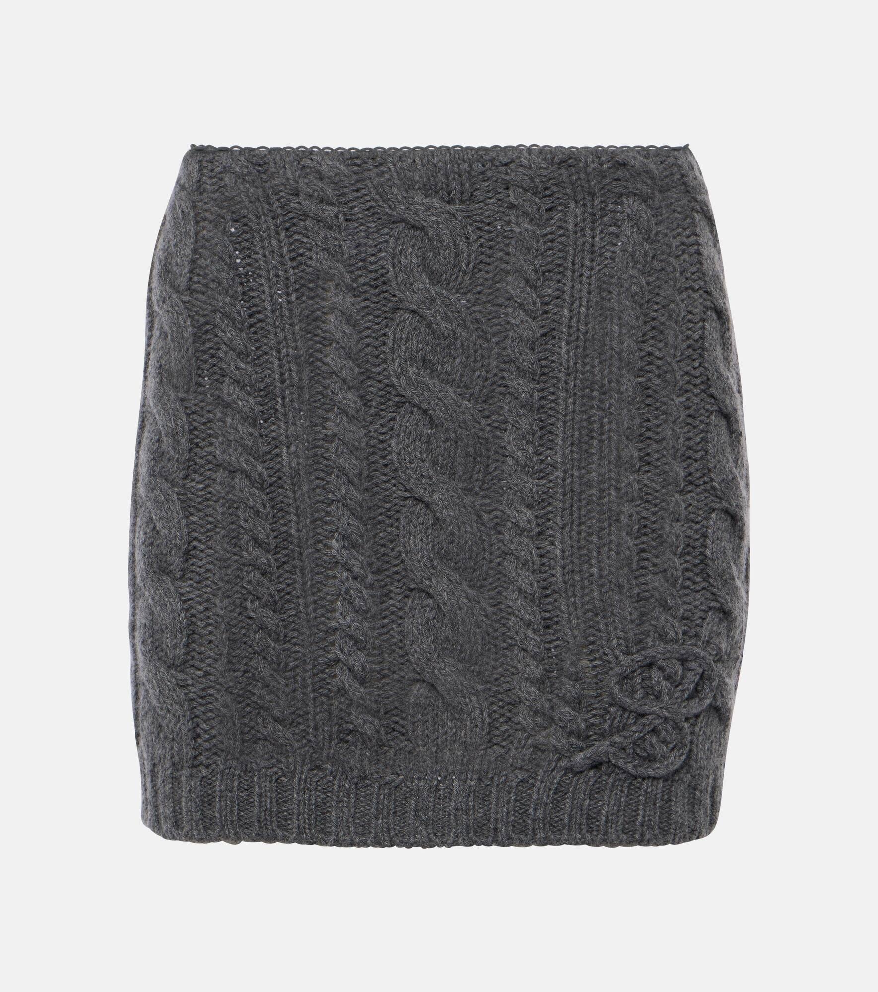 Cable-knit wool and cashmere miniskirt - 1