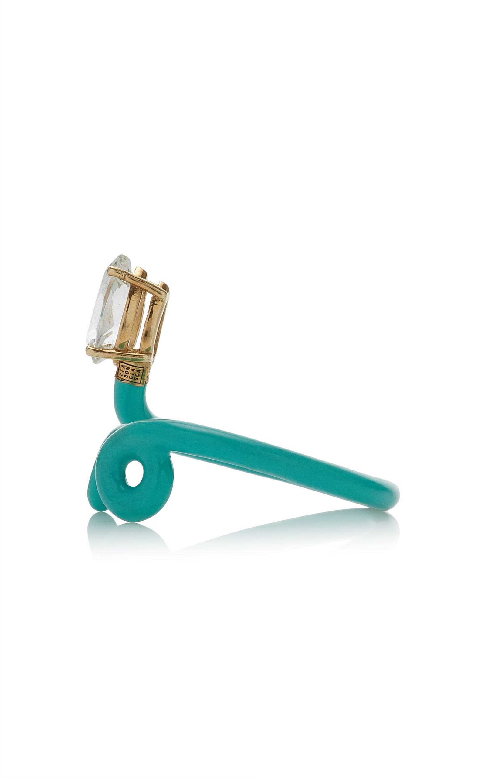 Enameled 9K Yellow Gold Crystal Ring green - 3