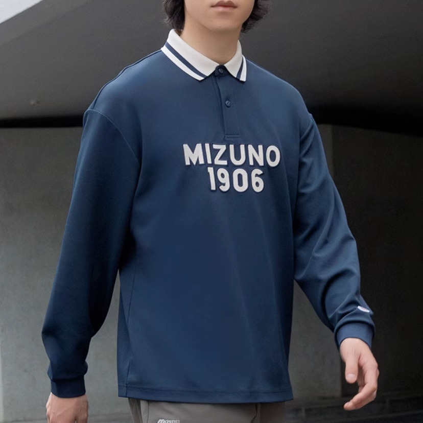 Mizuno Heritage Long Sleeve Polo Shirt 'Navy' D2CA36H2 - 4