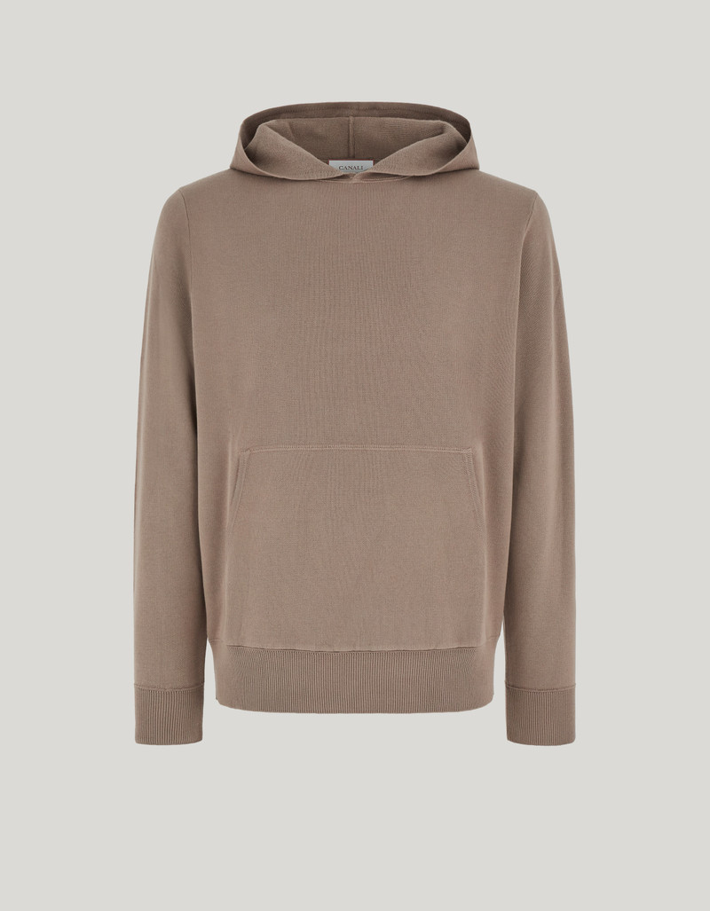 BEECHWOOD-BLEND FABRIC STITCH SANDSTONE HOODED SWEATSHIRT 1
