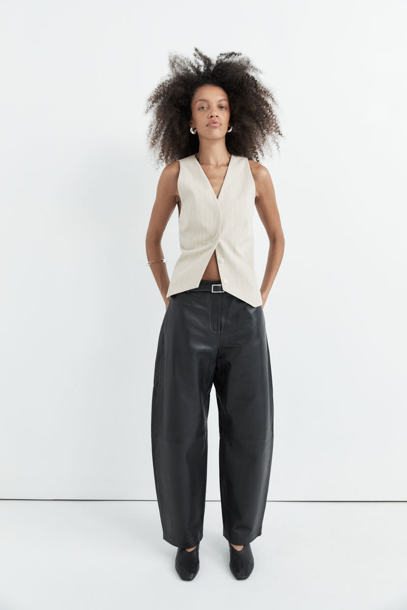 Pinstripe Wool Vest - Latte - 8