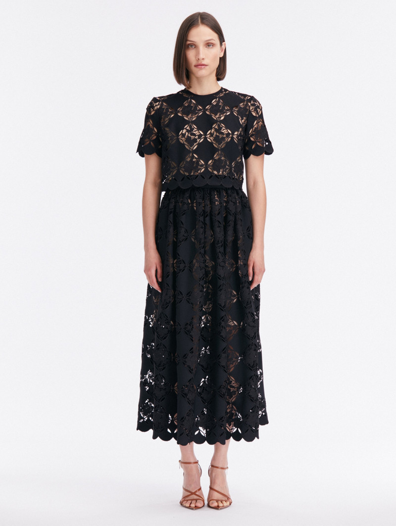 Oscar de la Renta GARDENIA GUIPURE EYELET BLOUSE outlook