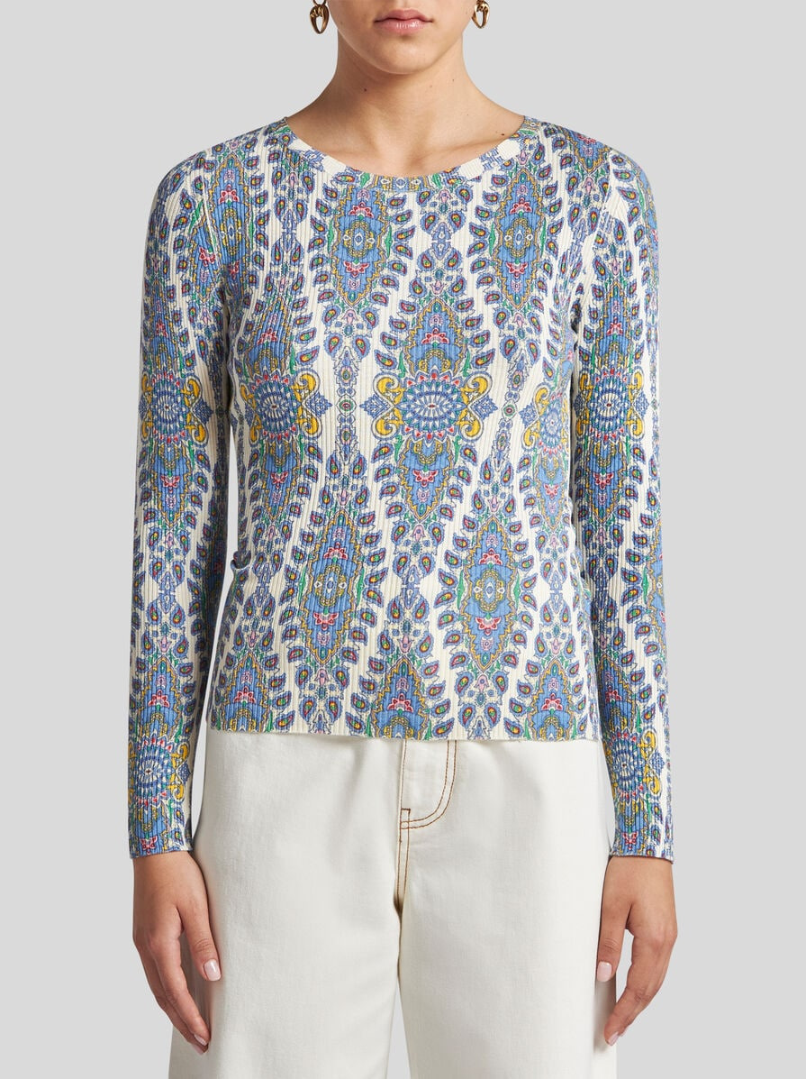 SILK-BLEND MEDALLION AND PAISLEY SWEATER - 2