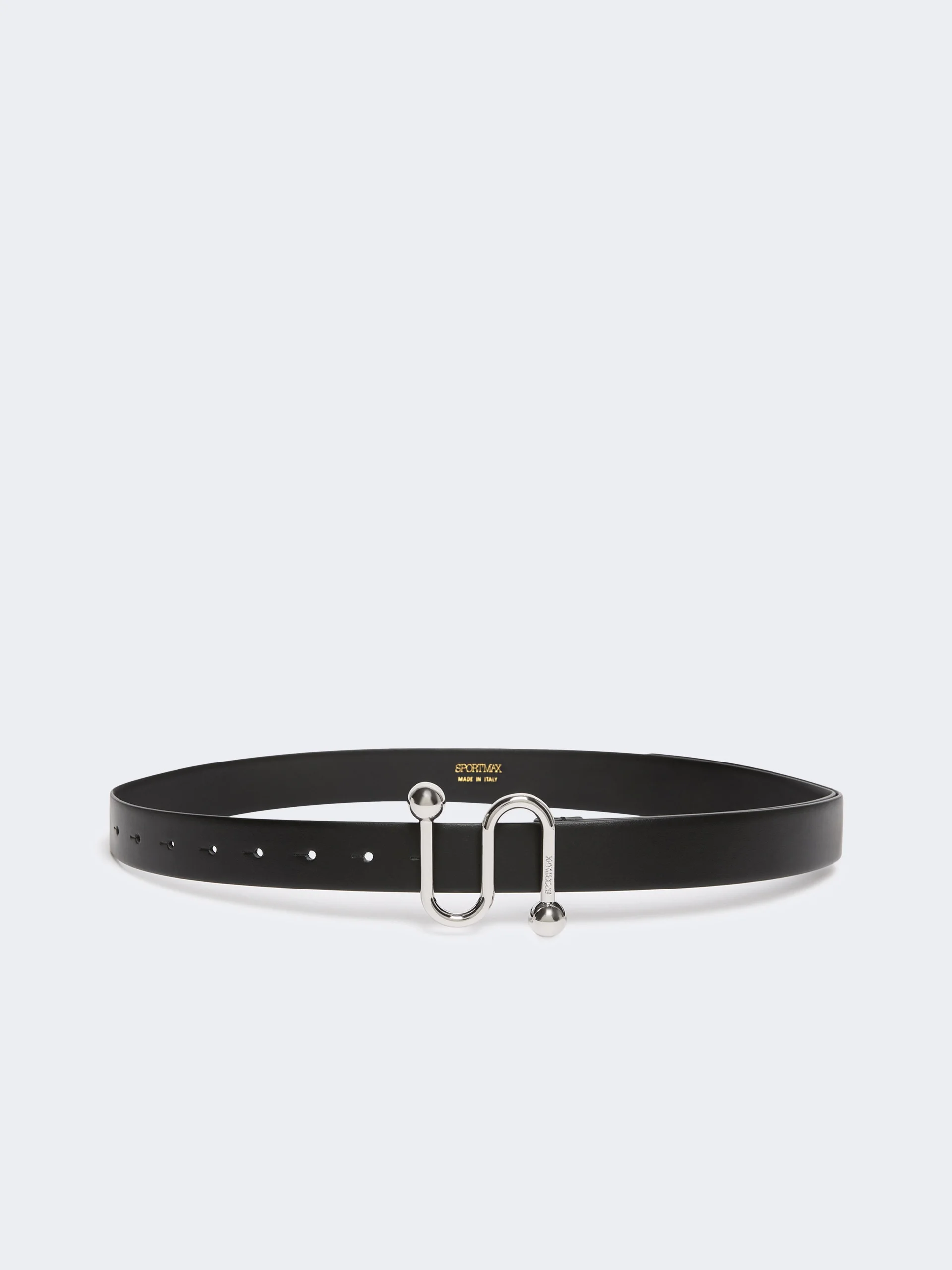 Leather belt with S buckle - BLACK - 1