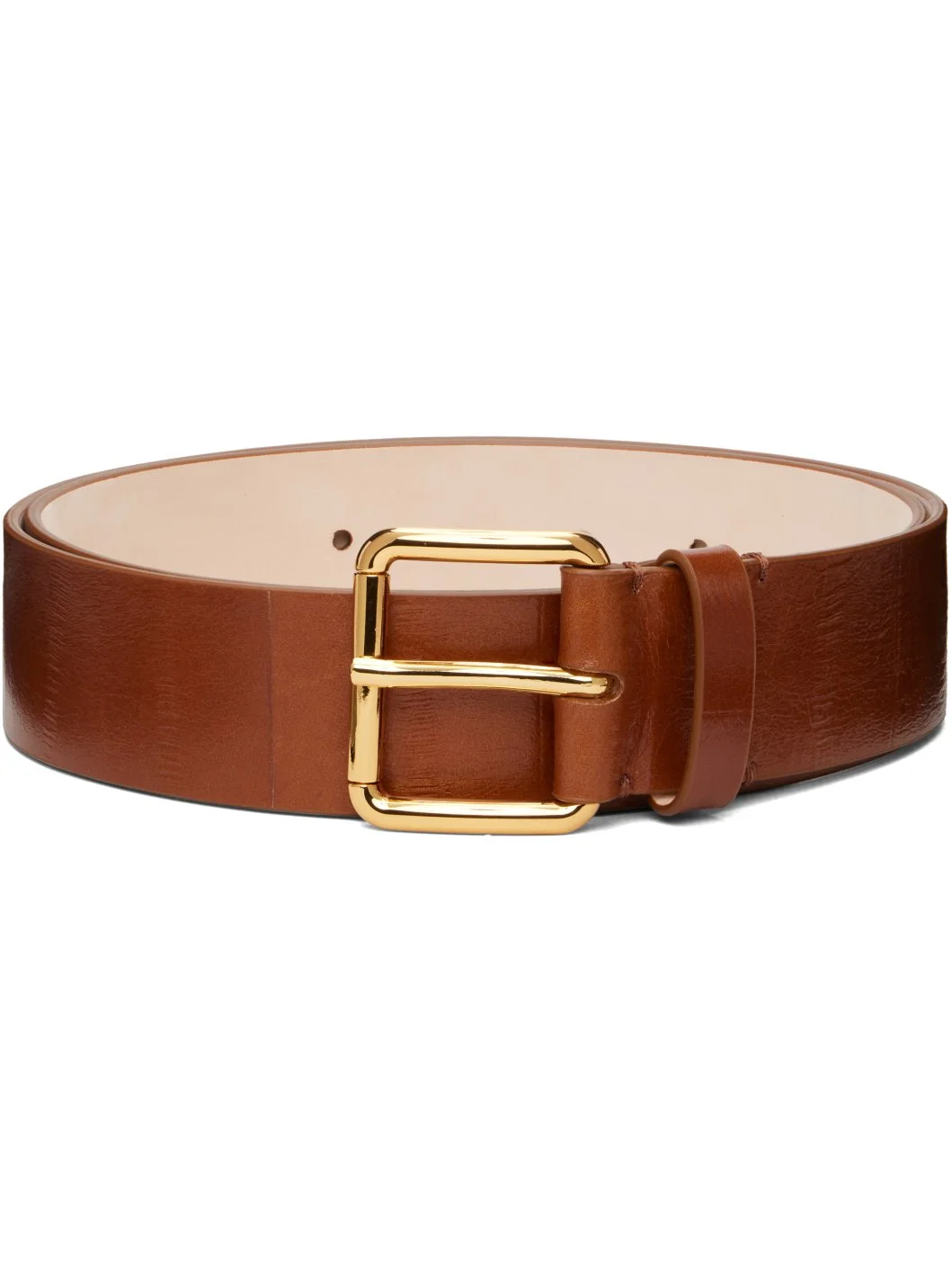 Tan Creased Calfskin Belt - 1